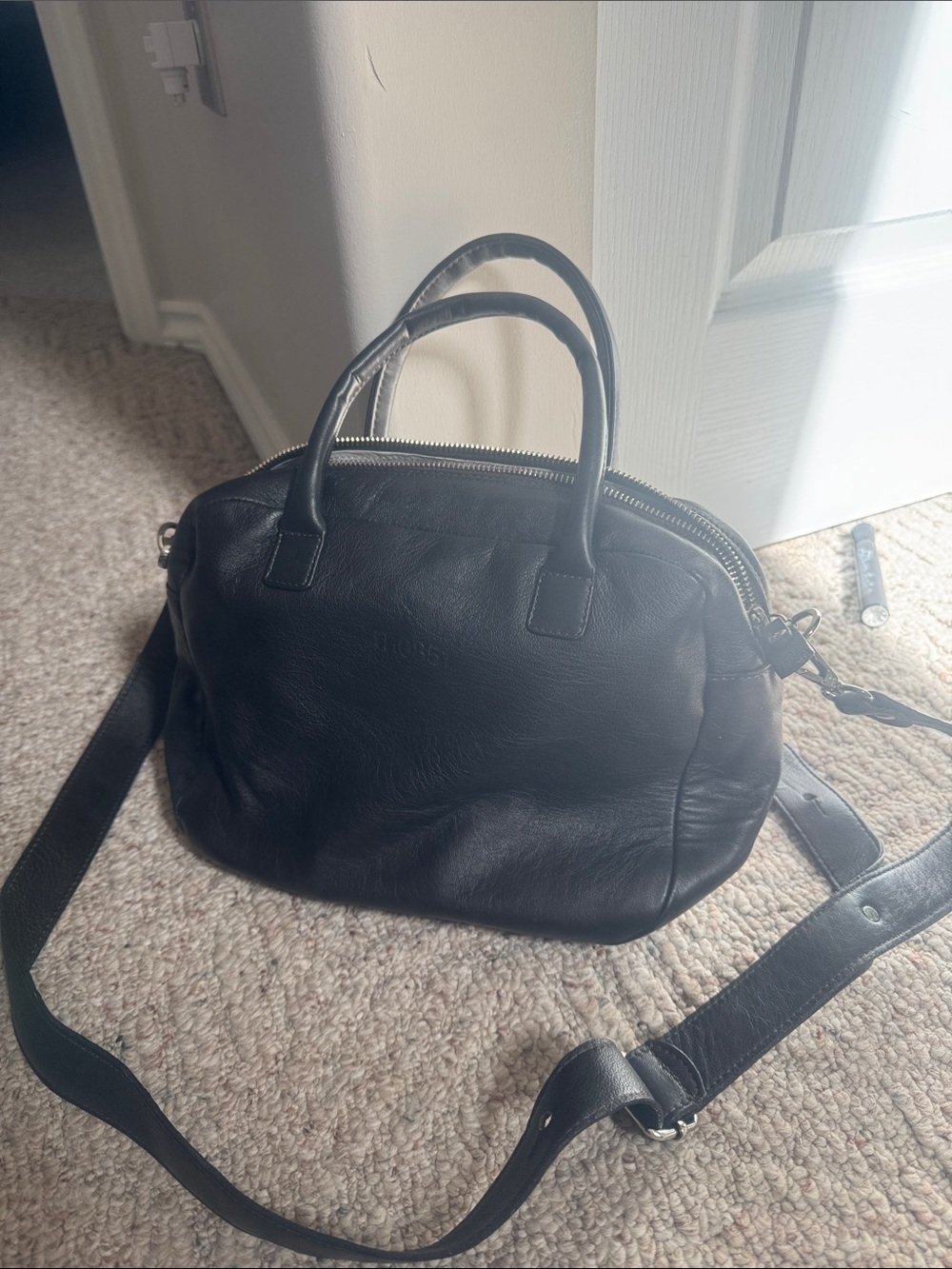 Deep Brown M0851 Leather Crossbody Bag
